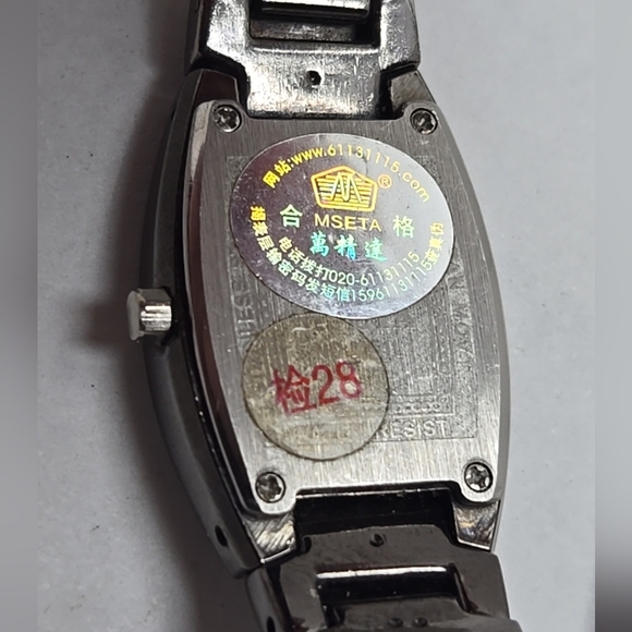 Womens Mseta Bracelet Dark Gray Black Tone Quartz Watch 8251L New Battery - Picture 9 of 10